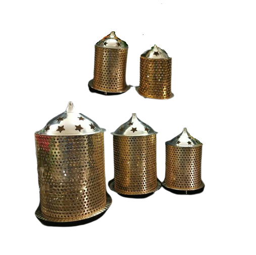 Brass Jali Diya - Handmade Brass, Lightweight Gold Finish, Religious Design | Acid Resistant, Corrosion Resistant, Uv Resistant, Easy To Clean
