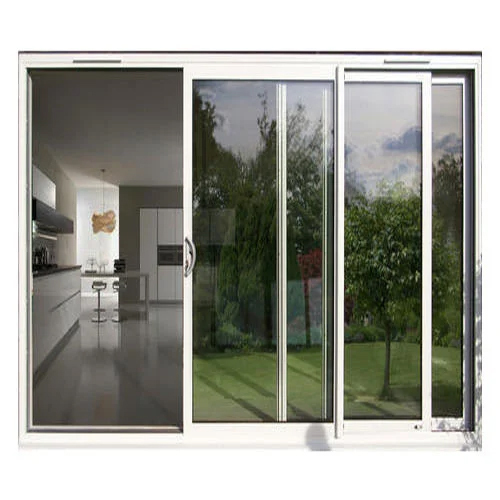 Aluminium Sliding Door - Customized Size, Durable White Aluminium | Ideal for Household and Commercial Use