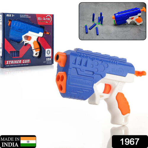 Hi-arm Gun With 10x Foam Suction Bullet - Abs Plastic, 25x28x6 Cm | Easy Pull-back Action, Quick Load Chamber, Safe Fun For Ages 8+