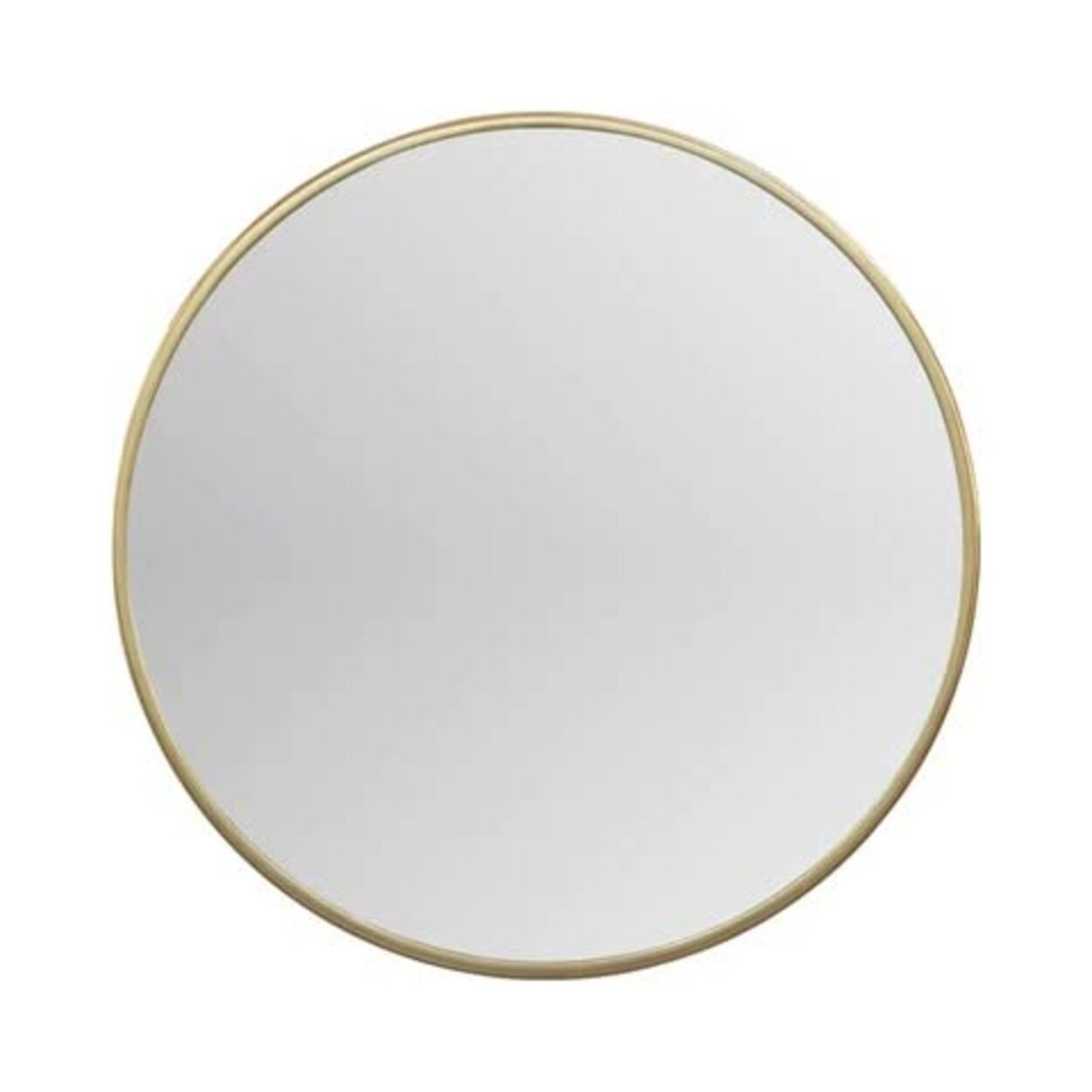Agi Vanity Round Wall Mirror - 28x28 Inches Gold Metal Frame | Handcrafted Iron, Durable Clear Glass, Minimalist Design