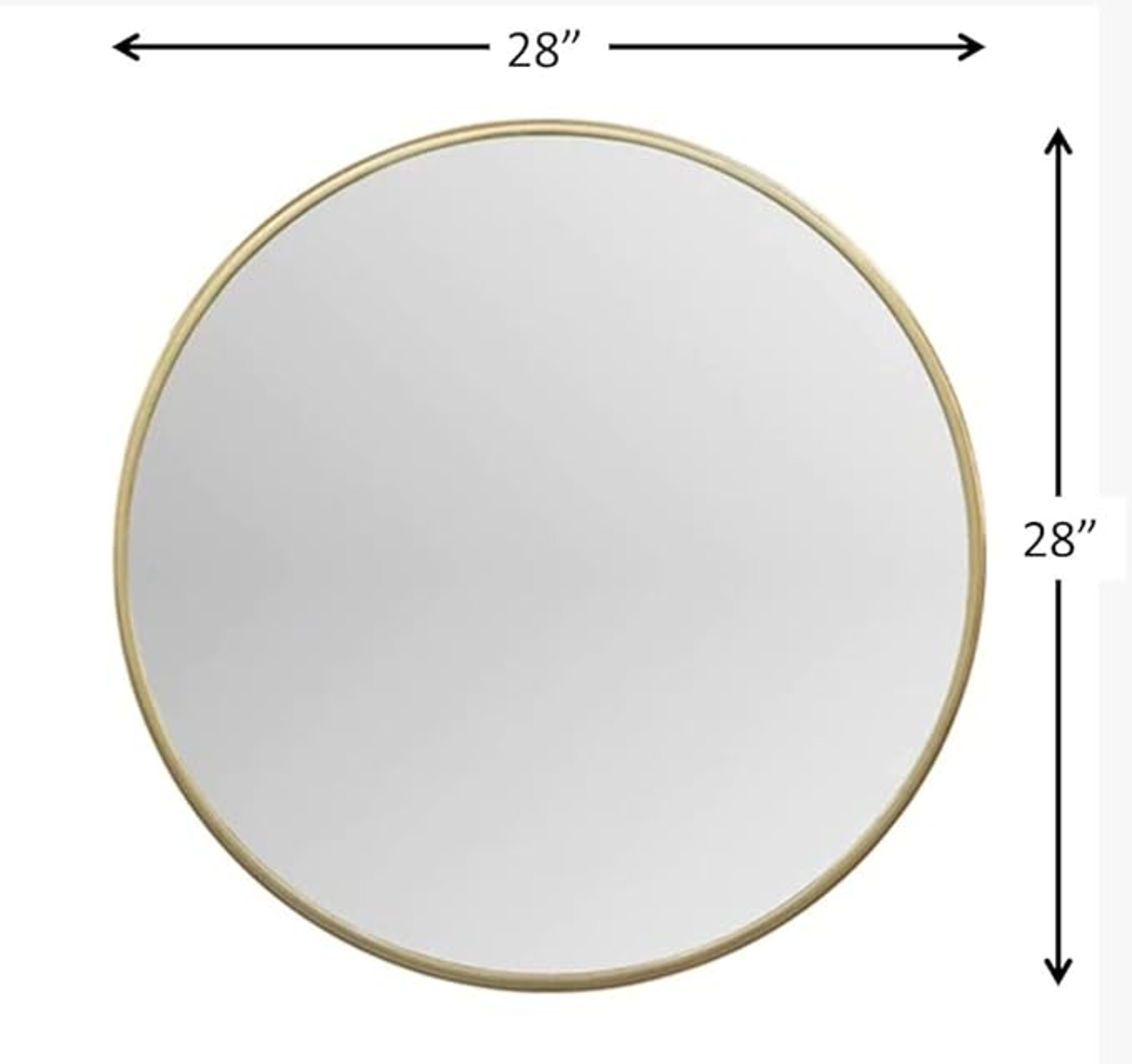 Agi Vanity Round Wall Mirror - 28x28 Inches Gold Metal Frame | Handcrafted Iron, Durable Clear Glass, Minimalist Design