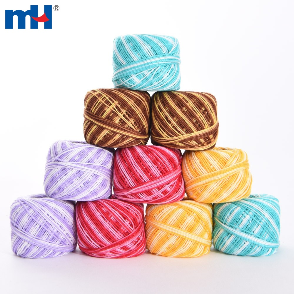 Variegated Crochet Thread Cotton Thread Balls Cotton Embroidery Thread Rainbow Color Cross Stitch Thread Embroidery Yarn - Attributes: Low Shrinkage