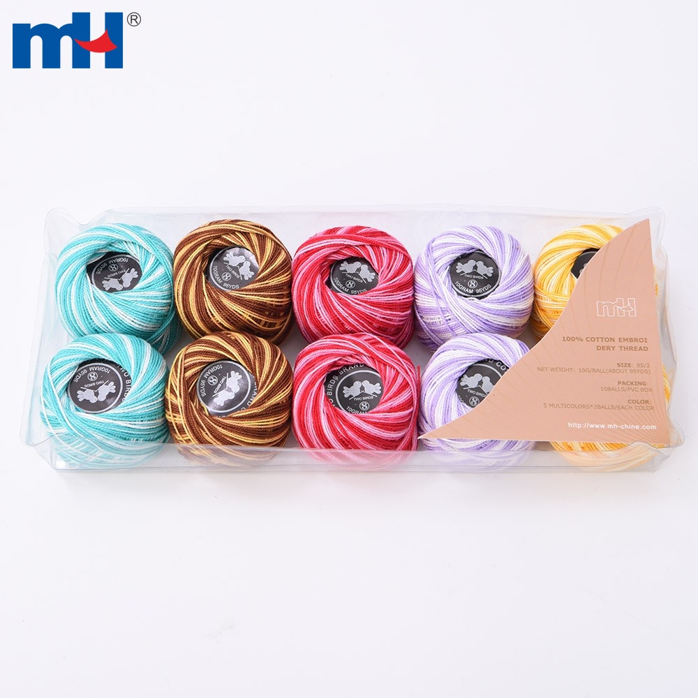Variegated Crochet Thread Cotton Thread Balls Cotton Embroidery Thread Rainbow Color Cross Stitch Thread Embroidery Yarn - Attributes: Low Shrinkage