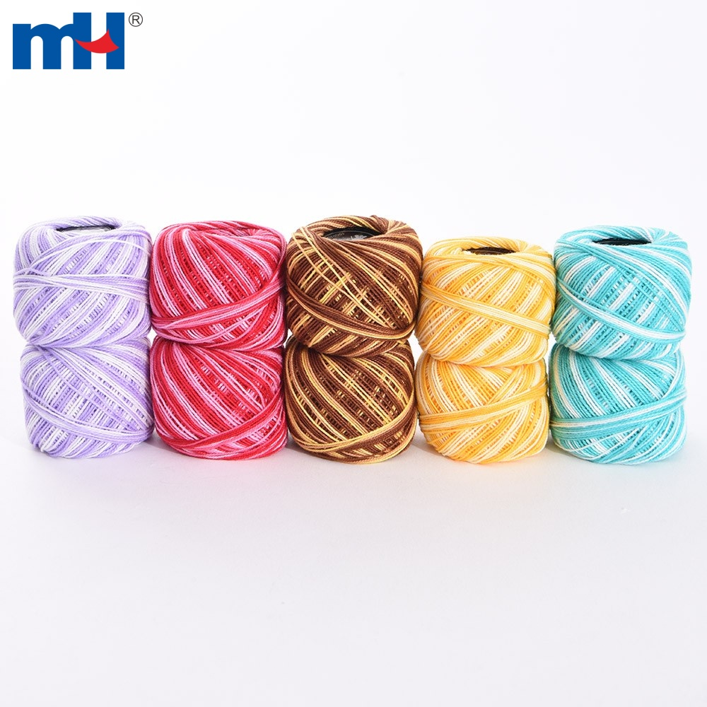 Variegated Crochet Thread Cotton Thread Balls Cotton Embroidery Thread Rainbow Color Cross Stitch Thread Embroidery Yarn - Attributes: Low Shrinkage