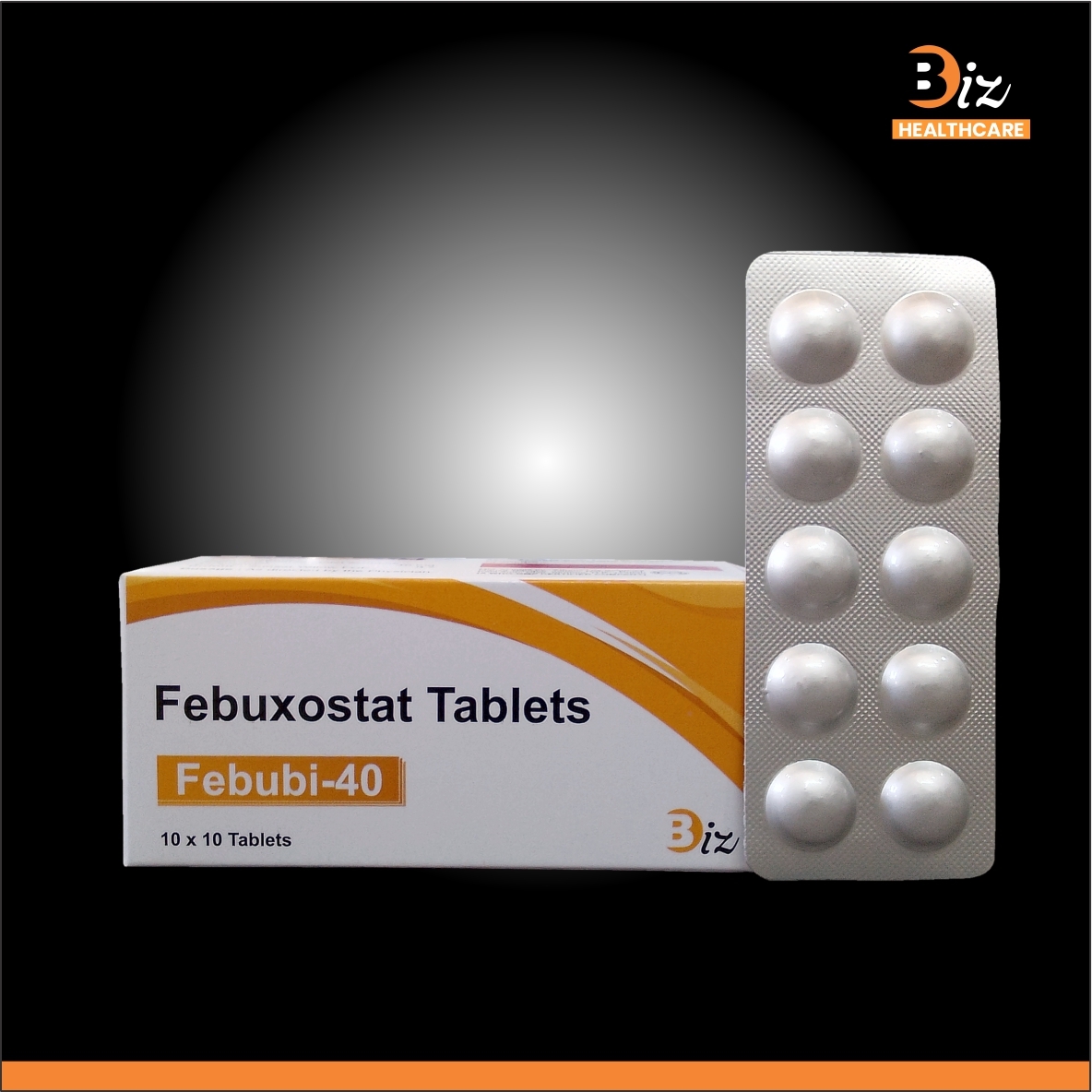 Febuxostat 40mg - Synthetic Anti-gout Tablets, 40mg Once Daily Dosage For Lowering Uric Acid Levels In Adults, 10 Strips Of 10 Tablets Each