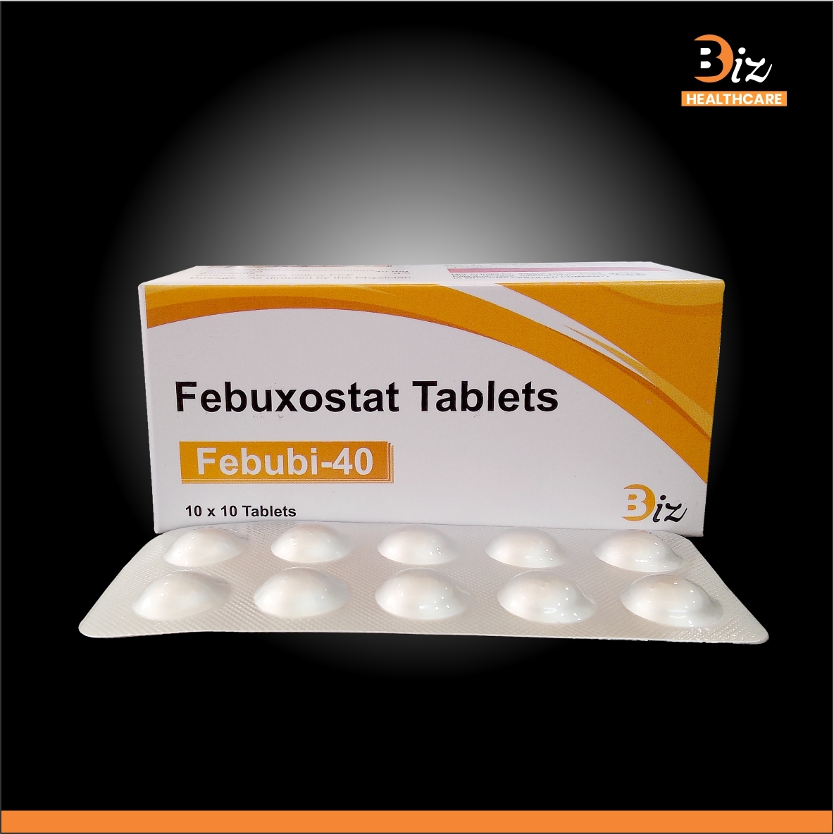 Febuxostat 40mg - Synthetic Anti-gout Tablets, 40mg Once Daily Dosage For Lowering Uric Acid Levels In Adults, 10 Strips Of 10 Tablets Each