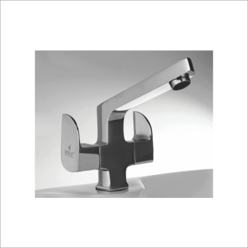 Center Hole Basin Mixer - Stainless Steel, Oval Shape | Glossy Silver Finish, Single Lever Operation