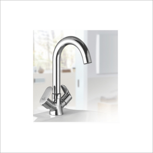 Center Hole Basin Mixer - Stainless Steel, Oval Shape | Glossy Silver Finish, Single Lever Operation