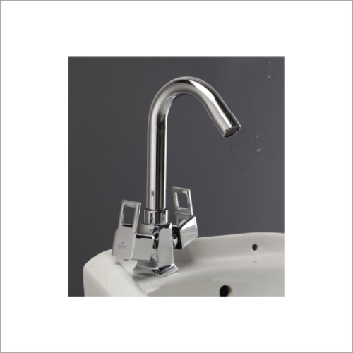 Center Hole Basin Mixer - Stainless Steel, Oval Shape | Glossy Silver Finish, Single Lever Operation
