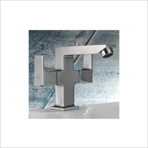Center Hole Basin Mixer - Stainless Steel, Oval Shape | Glossy Silver Finish, Single Lever Operation