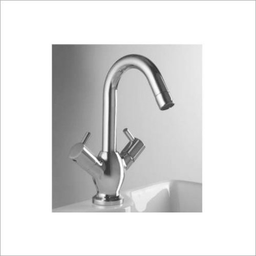 Center Hole Basin Mixer - Stainless Steel, Oval Shape | Glossy Silver Finish, Single Lever Operation
