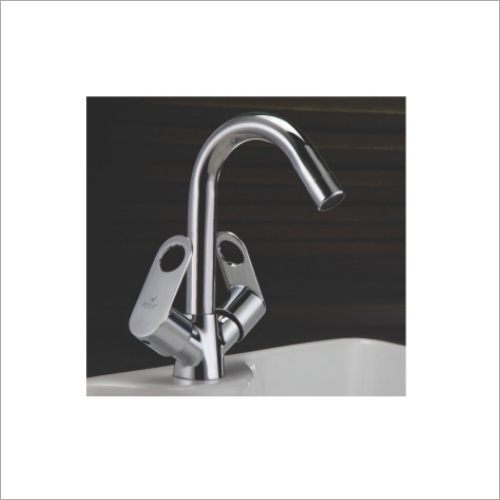 Center Hole Basin Mixer - Stainless Steel, Oval Shape | Glossy Silver Finish, Single Lever Operation