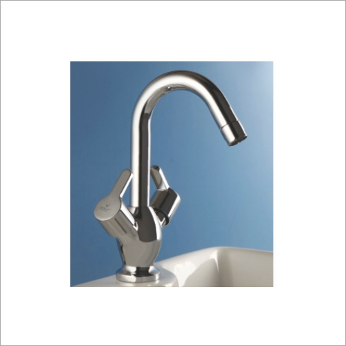 Center Hole Basin Mixer - Stainless Steel, Oval Shape | Glossy Silver Finish, Single Lever Operation
