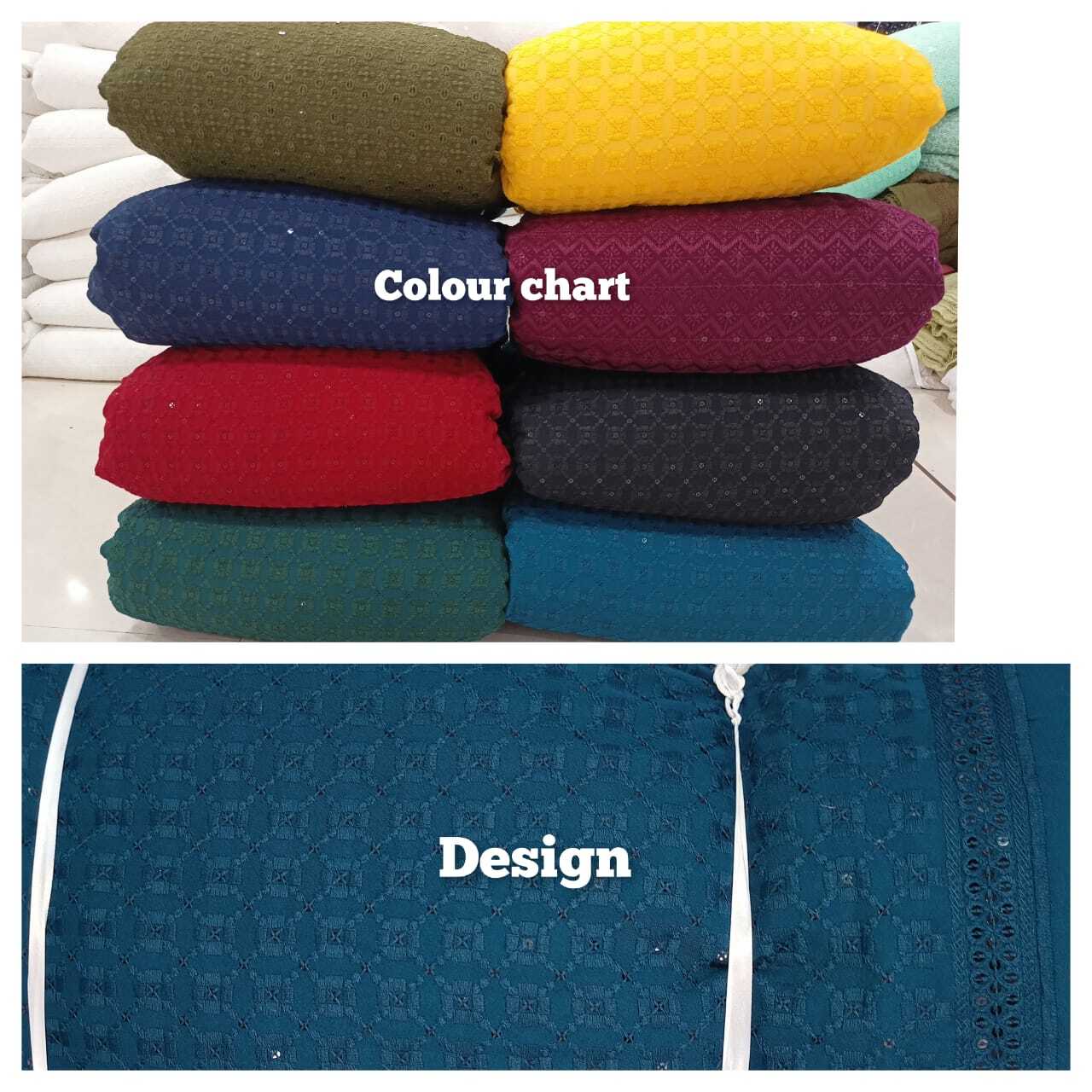 Rayon Chikan Sequence - Chikan Cotton Fabric, 58" Width, Available In All Colours | Ideal For Versatile Fashion Applications