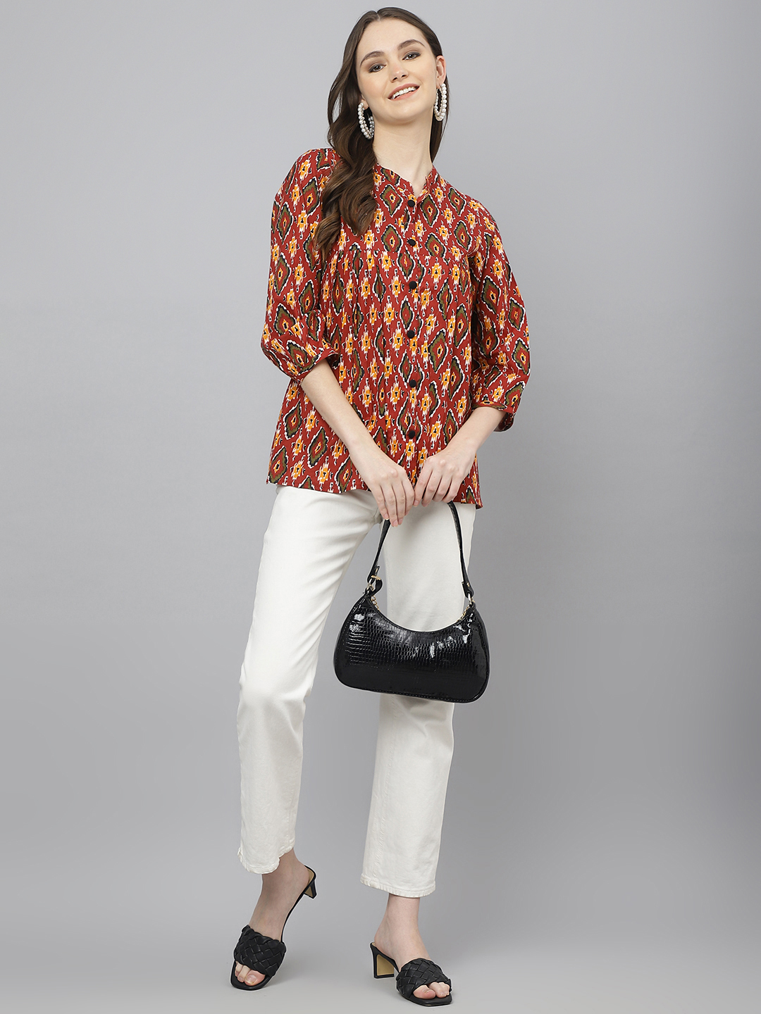 Girls Printed Tunic - Multi Color Cotton Top, Full Sleeves With Embroidery | Washable, Quick Dry, And Waterproof For All Seasons