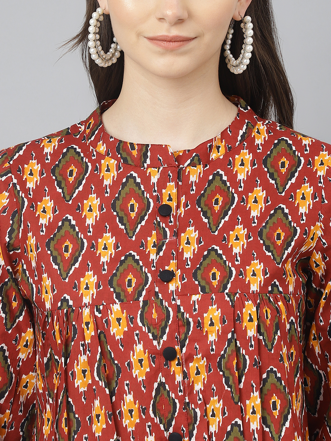 Girls Printed Tunic - Multi Color Cotton Top, Full Sleeves With Embroidery | Washable, Quick Dry, And Waterproof For All Seasons