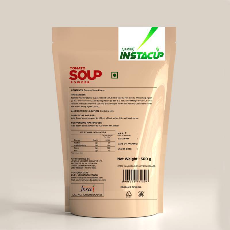 Amazon Tomato Soup Premix 500 Gm - Loose Powder 500 Gms Pouch Serves 167 Cups | Ideal For Vending Machines Easy Instant Preparation