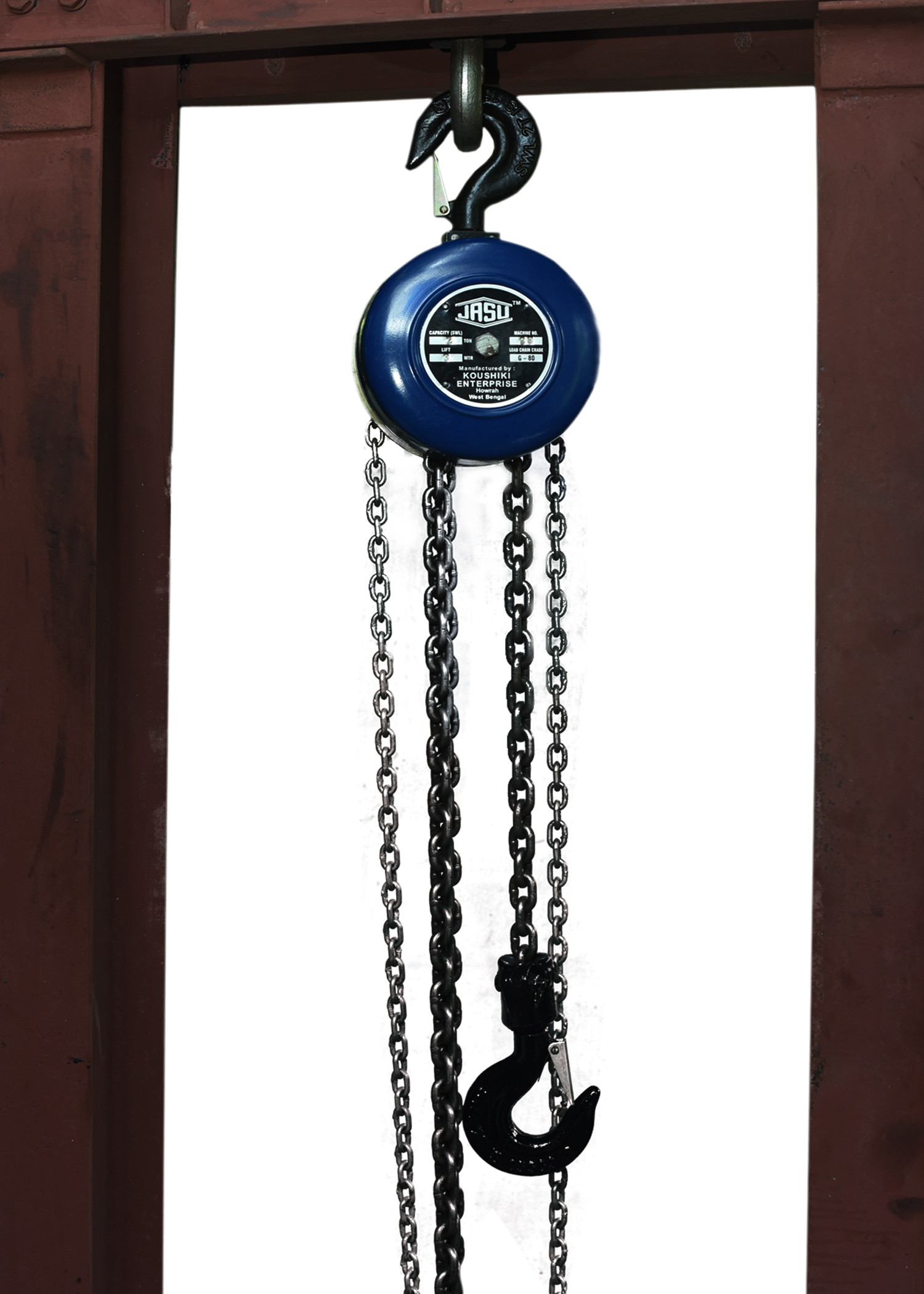 Heavy Duty Chain Pulley Block - 1 Ton Capacity, Mild Steel, 3m Standard Lift | Rust Proof, Lifelong Lubrication, Minimal Maintenance Requirements