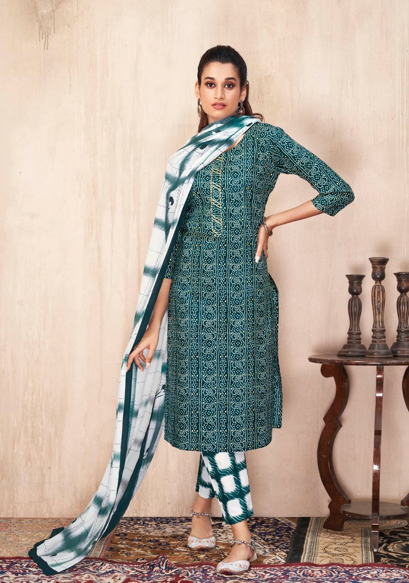 Suryajyoti Bandhani Lehriya Vol-4 -Kurti Pant With Dupatta