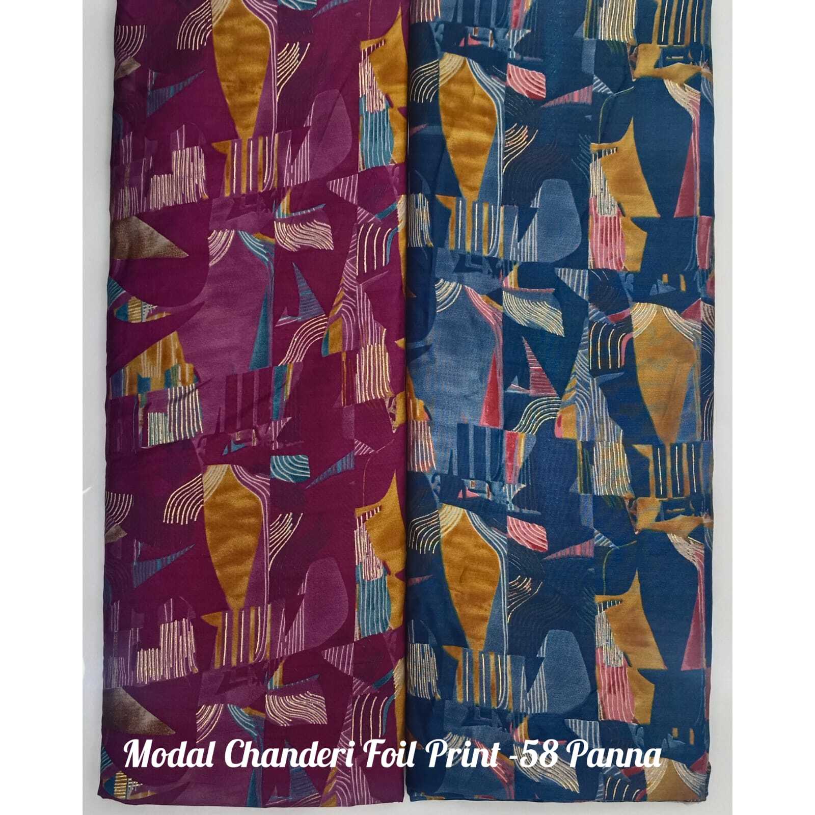 Modal Chanderi Foil Fabrics - Width 58", All Color Options | Modal Chanderi Foil Print, Versatile Style With High Fabric Capacity