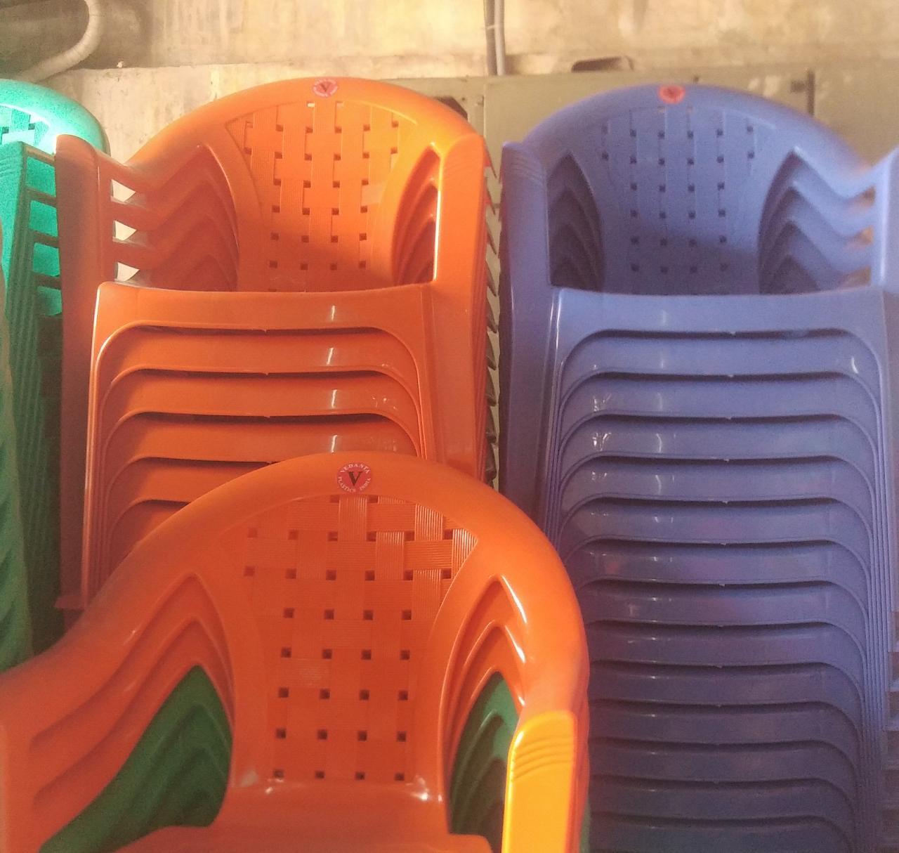 Quallity Plastic Armchair - Plastic, Height 80cm, Width 54cm | Modern, Stackable, Available In Red, Green, Blue, Beige, And Orange