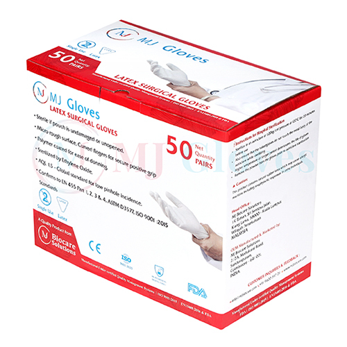 Polymer Coated Sterile Latex Surgical Gloves Pre Powdered - Latex, Plus Size, Color As Per Availability | Disposable, Industrial Grade, Plain Pattern, Sterilized