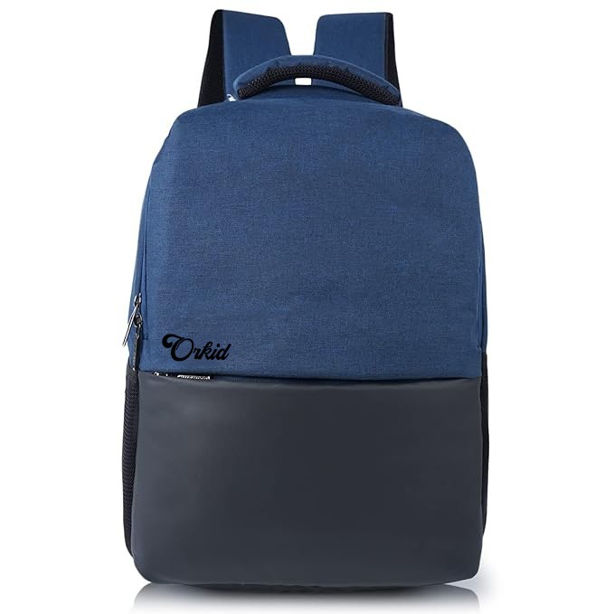 College Plain Bag - Canvas, 18x12.5x5.5 Inches | Black & Blue, Padded Laptop Compartment For 15.6-inch Device, All-day Comfort Straps