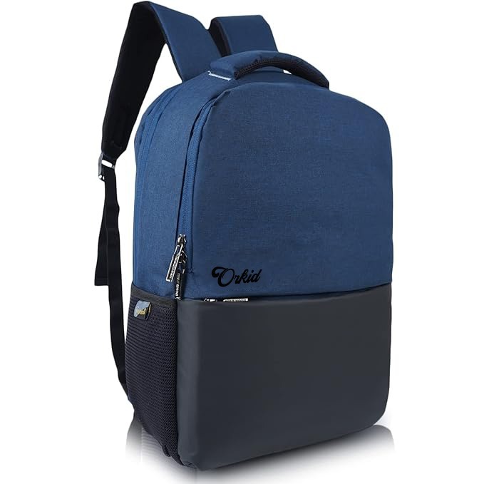 College Plain Bag - Canvas, 18x12.5x5.5 Inches | Black & Blue, Padded Laptop Compartment For 15.6-inch Device, All-day Comfort Straps