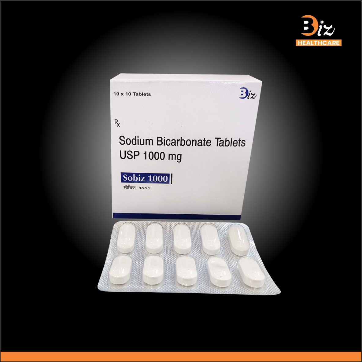 Sodium Bicarbonate 1000mg - 100 Tablets Box | Sodium Bicarbonate Antacid, Relief From Heartburn & Acid Indigestion, Dosage 1-3 Times Daily
