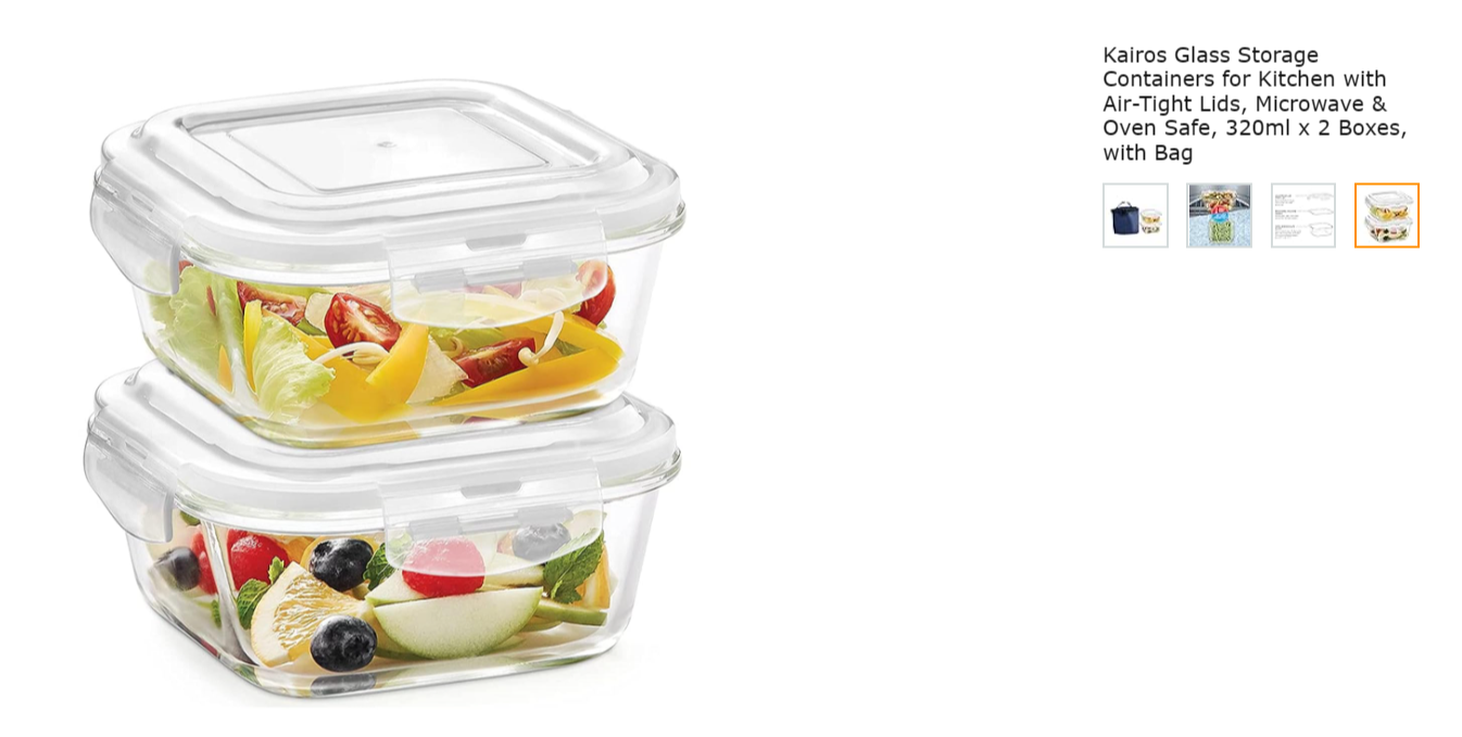 Kairos Glass Storage Containers For Kitchen With Air-tight Lids