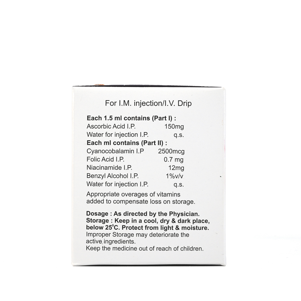 Curevit-12 Vitamin C, Vitamin B12, Folic Acid And Niacinamide Injection