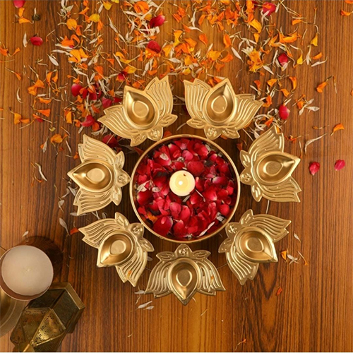 Decorative Brass Urli - Durable Metal Craftsmanship | Indian Religious Theme Inspired by Hinduism