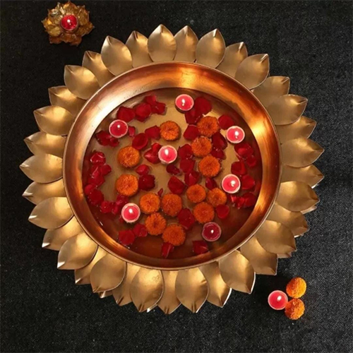 Decorative Brass Urli for Festive Season - Durable, Polished Brass | Religious Hinduism Theme, Elegant Festive Centerpiece