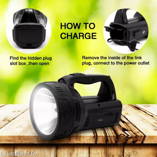 Krishnag Led Search Light - 10w Power, 800m Reach | Abs Plastic, Rechargeable Lithium-ion Battery, 3 Lighting Modes, Indoor & Outdoor Use, 500g Weight
