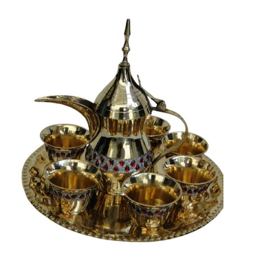 Brass Tea Set - Handmade Retro Design, Customized Dimensions, Gold Color | Corrosion Resistant, Lightweight, Scratch Resistant, Easy To Clean, Non-toxic