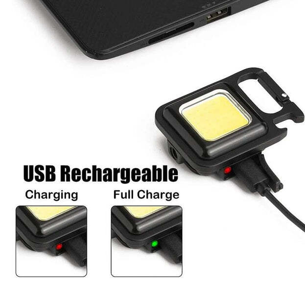 Plastic Rechargeable Keychain Mini Flashlight With 4 Light Modes (4035a)