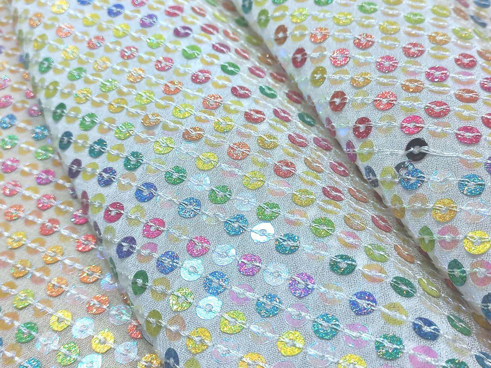 Allover Multi Color Sequins Embroidery Fabric For Export