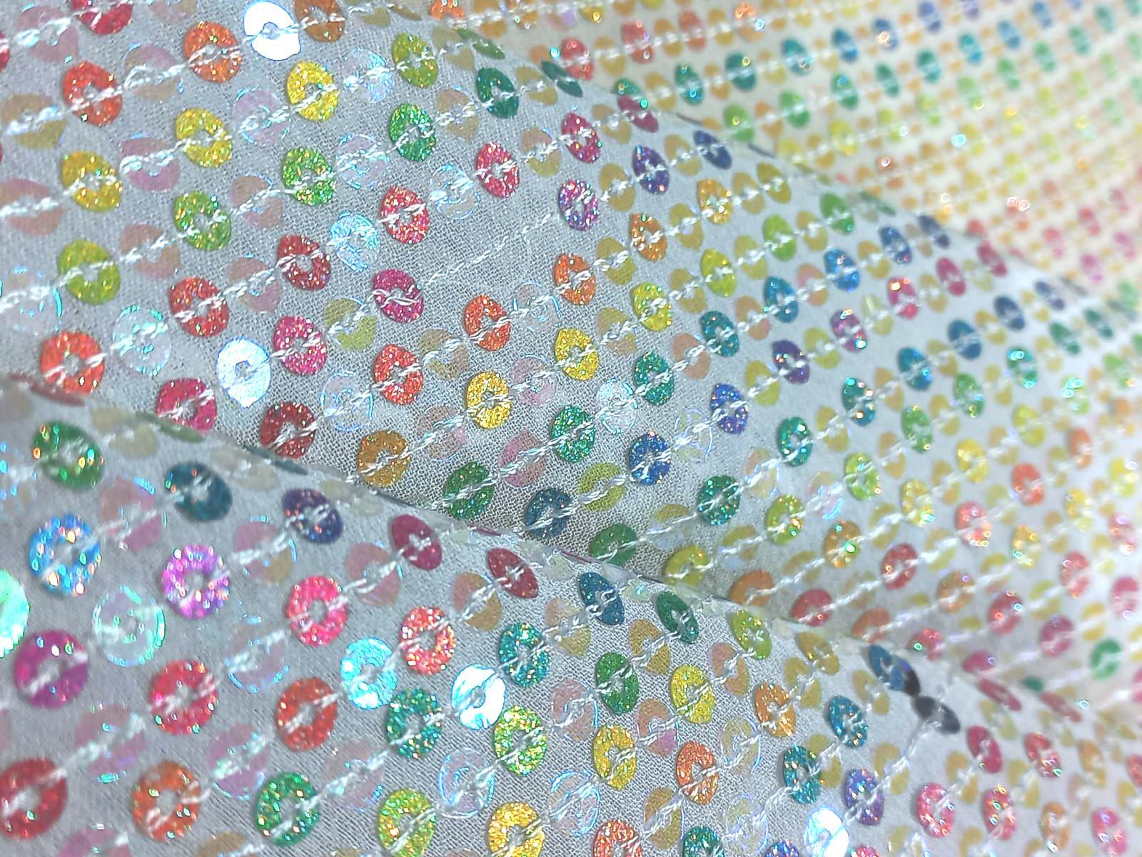 Allover Multi Color Sequins Embroidery Fabric For Export