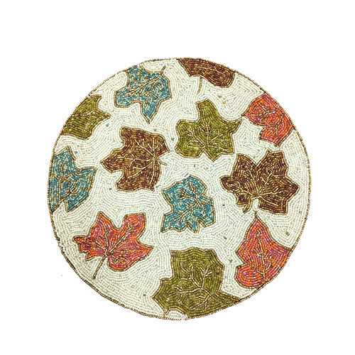 Round Beads Placemat - 14 Inches, Multicoloured Cotton | Stylish Decorative Table Mat for Home, Hotel, or Restaurant Use, Spot Clean Only