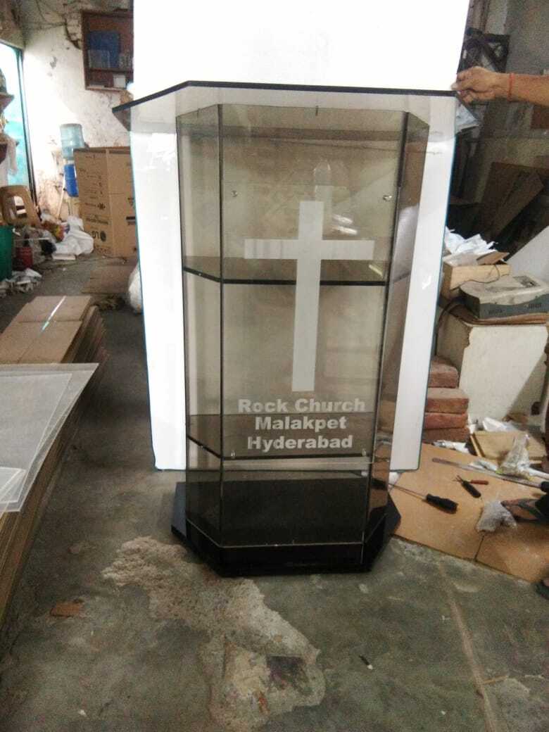 Church Podium - Transparent One-piece Design | Easy To Clean, Hygienic, Eco-friendly, 1 Year Warranty, No Assembly Required