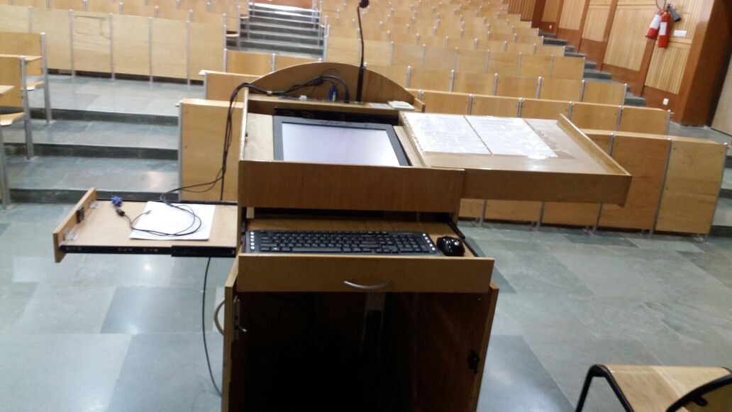 Wooden Podium - Eco-friendly Wood, Brown Color | Fully Assembled, Built-in Computer Stand, Stylish Home Furniture, Easy To Clean
