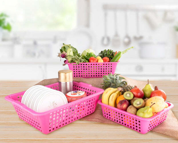 Plastic Multiple Size Cane Fruit Baskets (3 Size Large Medium Small) (2484)