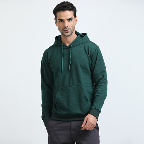 Washable Mens Green Regular Hoodie