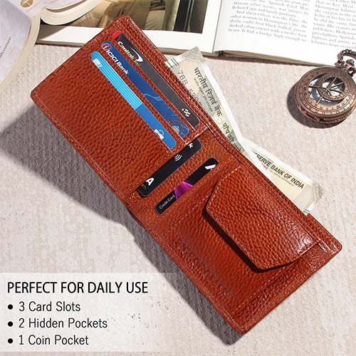 Xgeorgians Genuine Leather Wallet For Men - 13x11x3 Cm, Brown | 8 Compartments, Rfid Blocking, Slim Design, Secure Closure