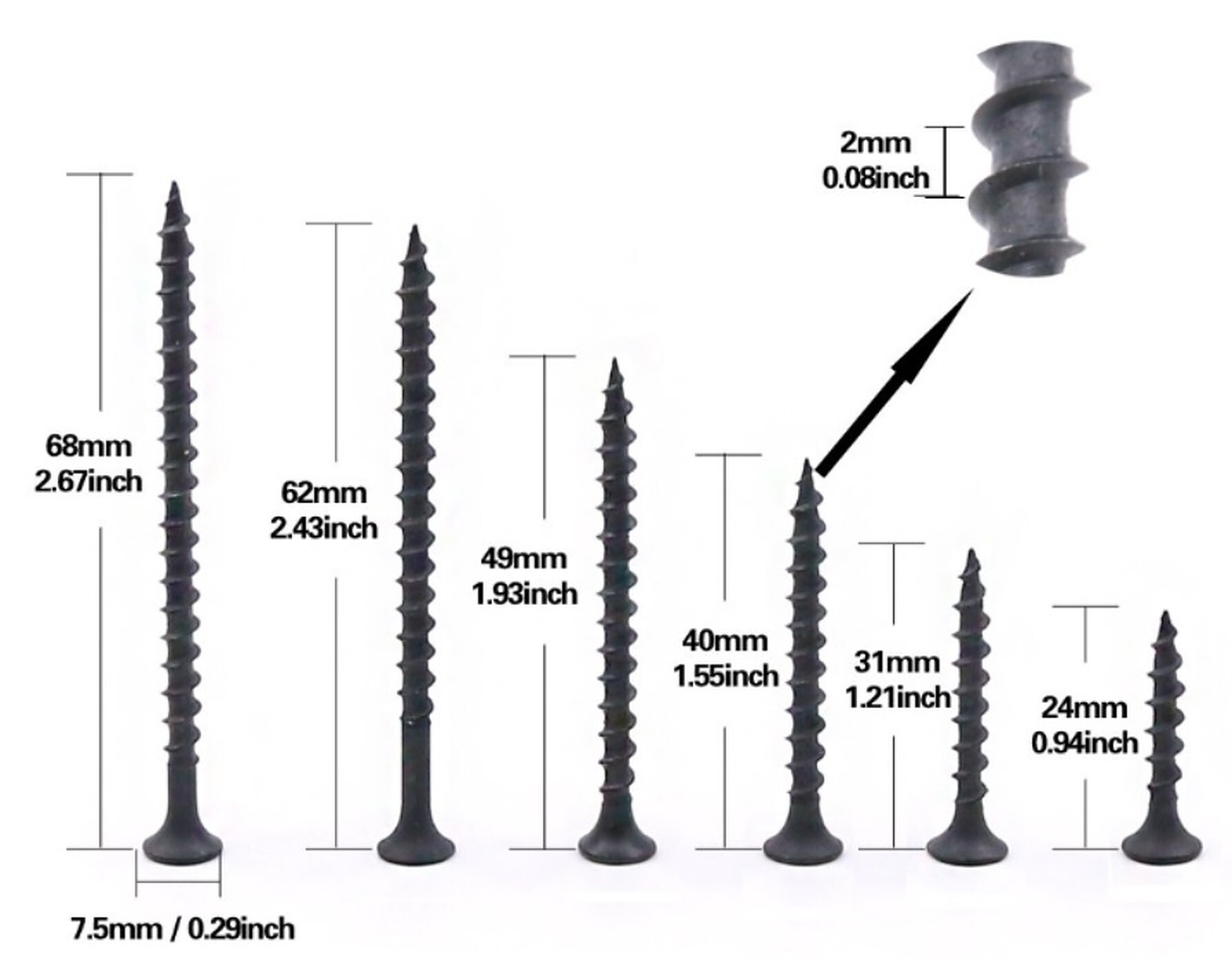 Gypsum Screw - Phosphate Coated Self-tapping Steel, Black, 250 Grams | Ideal For Attaching Plasterboard To Timber Supports And Gypframe Studs