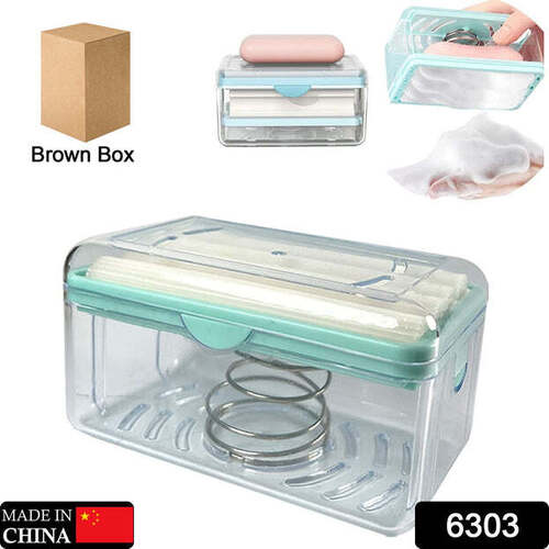 2-in-1 Portable Soap Roller Dish And Soap Dispenser With Roller And Drain Holes Multifunctional Soap Holder Foaming Soap Bar Box For Home Kitchen Bathroom (6303)