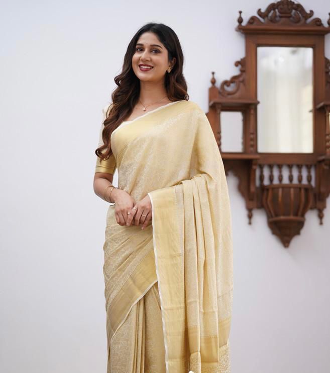 Pure Soft Lichi Silk Saree - Color: Olive Green