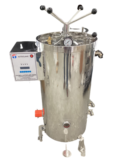 Tai 903 Vertical Triple Walled Radial Locking Autoclave - Stainless Steel, 220v Ac, 15-22 Psi Adjustable Pressure | Industrial Application, Silver Finish, High Durability