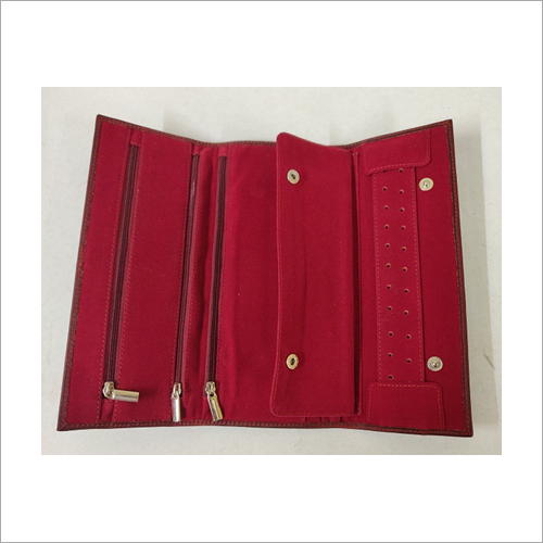 Jewellery Rollcases - Leather, Red Color | Customizable Design, Recyclable Material, Embellished with Pearls