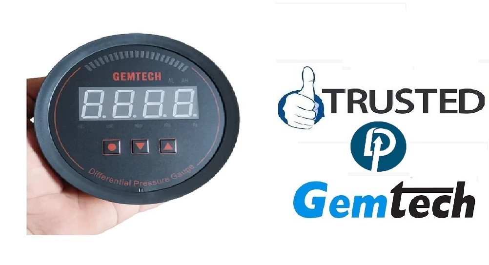 Gemtech Series 3000 Digital Pressure Gauge Range 60-0-60 Pascal - Accuracy: A 1%fs